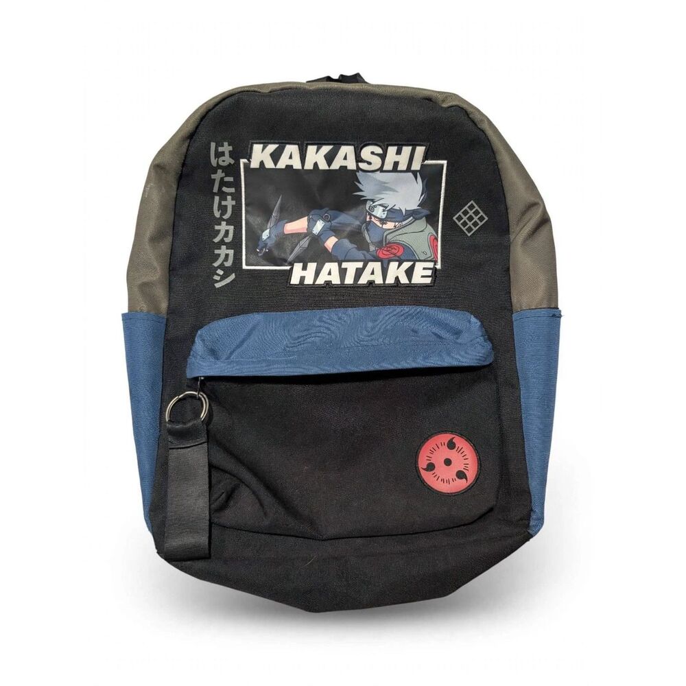 Bioworld VIZ Naruto Kakashi Hatake Team 7 Backpack Black Blue Pre-Owned OS